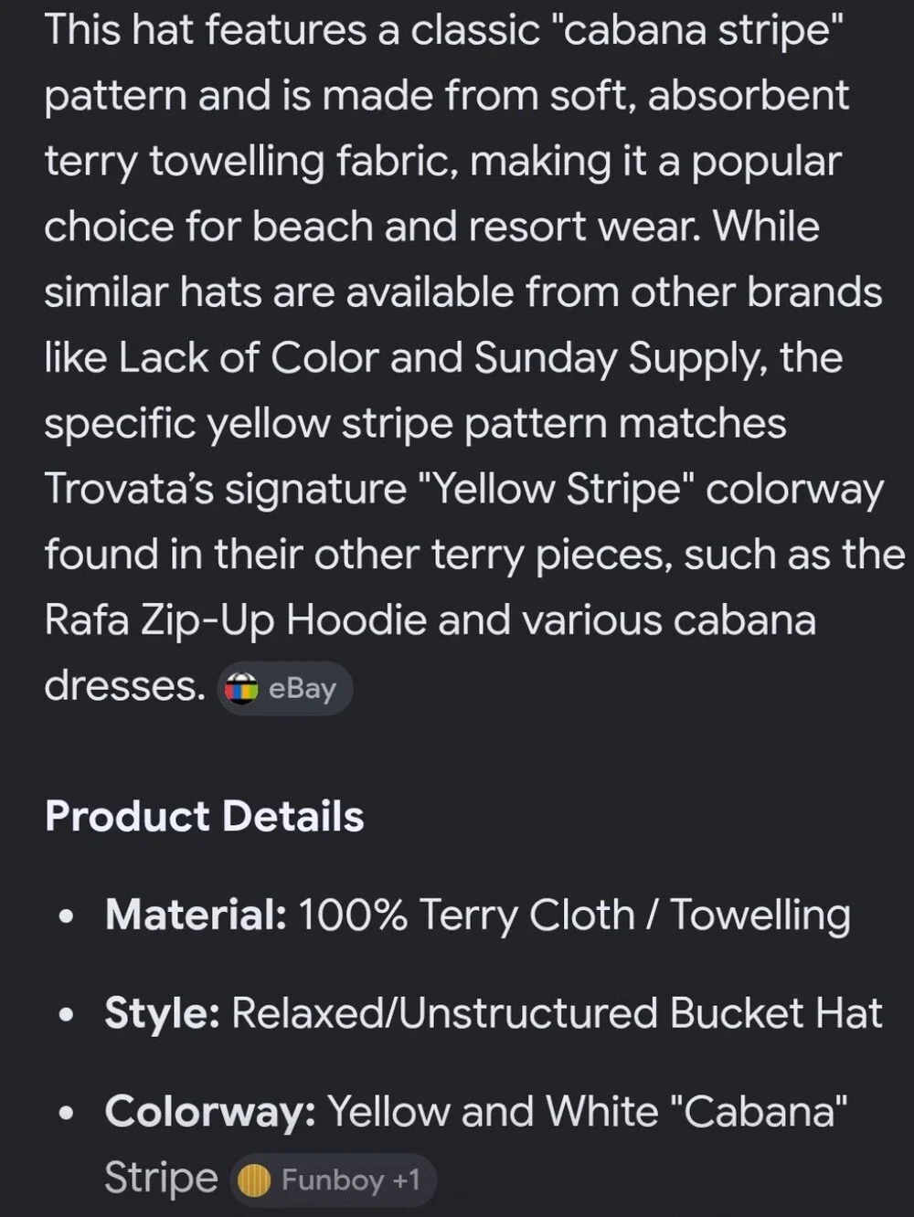 Trovata Terry Bucket Hat, O/S